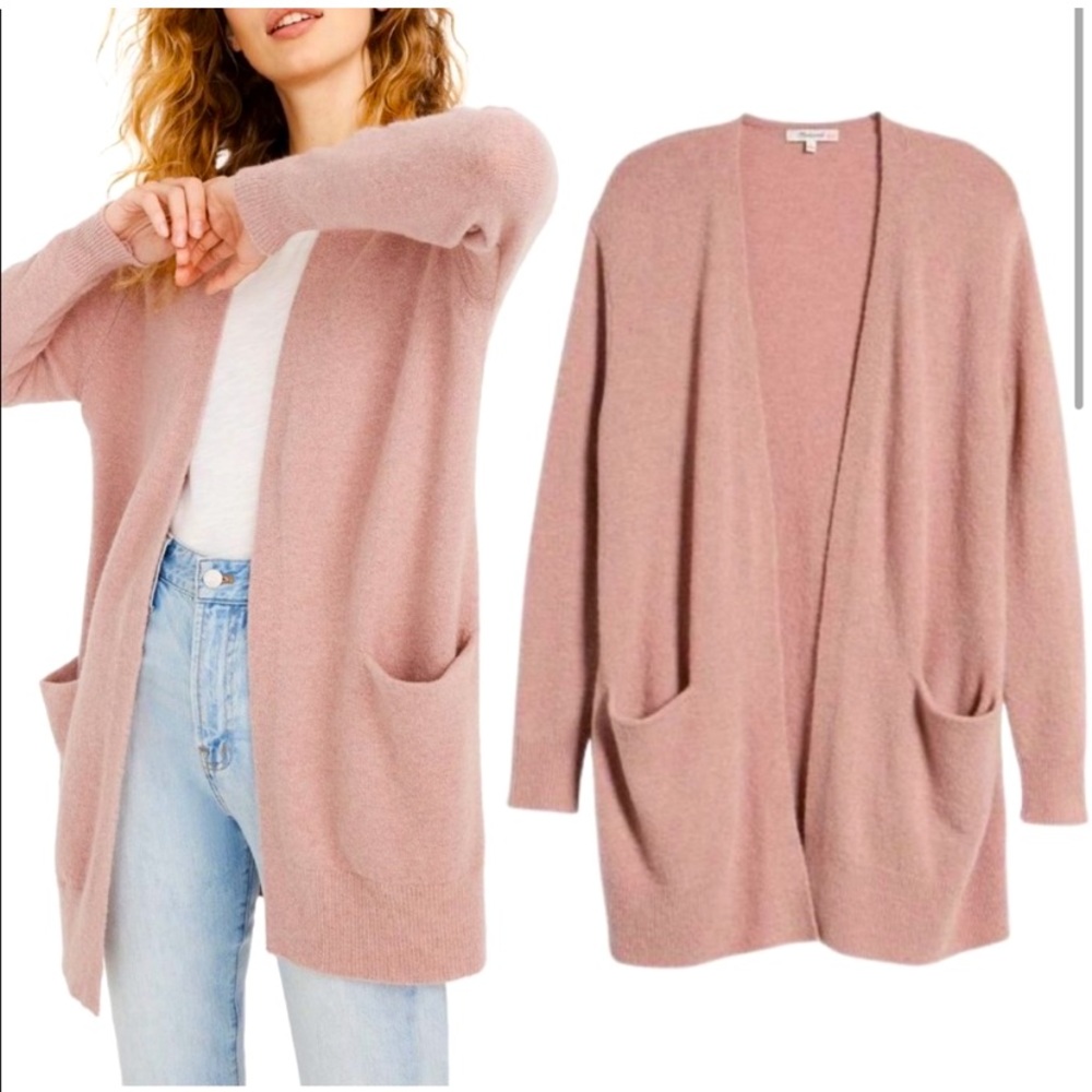 Madewell Kent Coziest Yarn Alpaca Wool Mauve Pink Long Duster Cardigan small